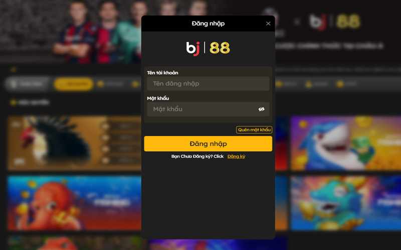 Bước 1: Đăng nhập tài khoản BJ88